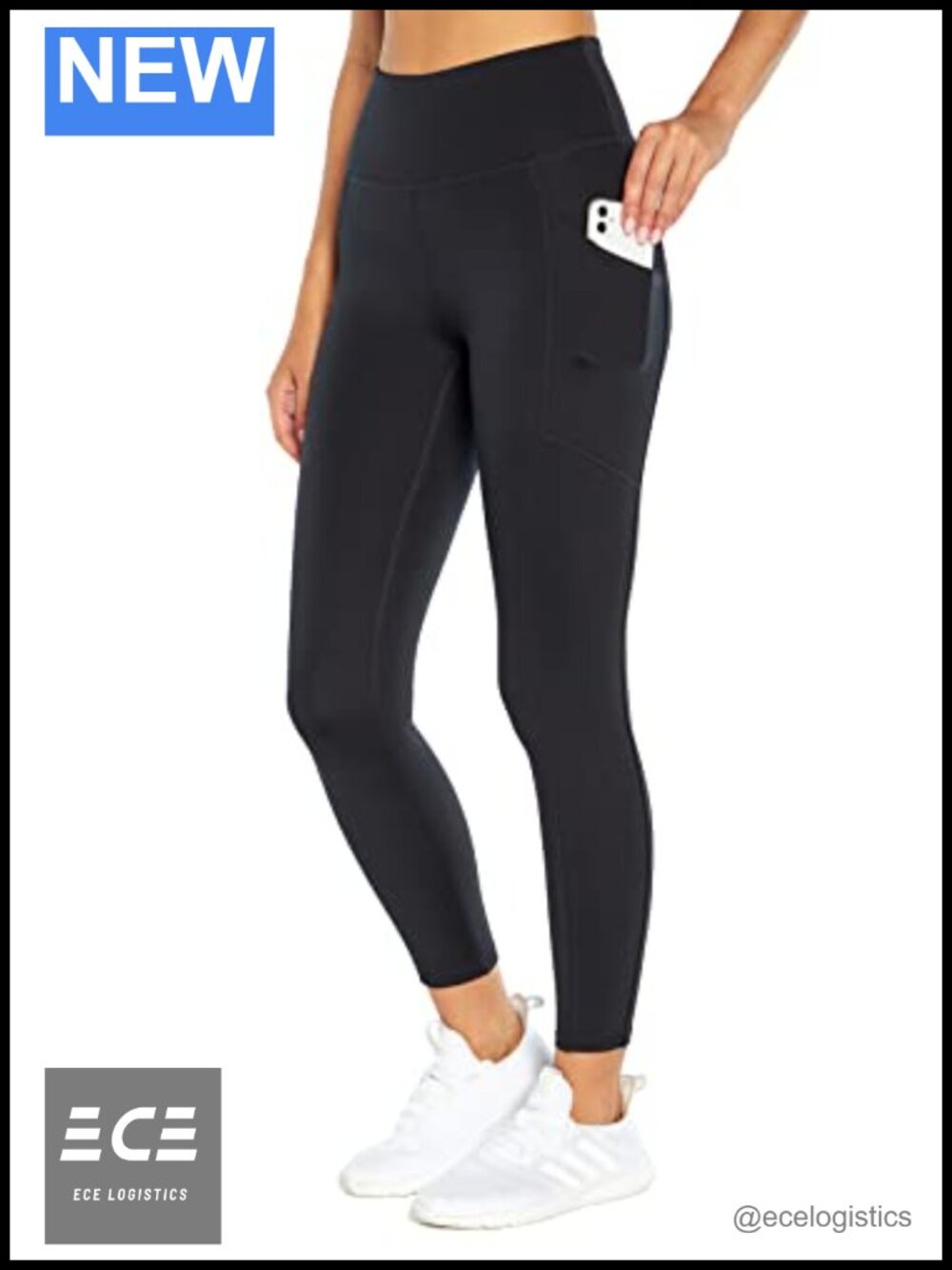 High Rise Ankle Legging with Pockets Polyester Spandex Yoga Athletic